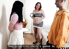 MATURE4K. Hawt three-some between youthful pair and their preggo neighbor