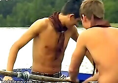 Steamy gay sucking in a little boat