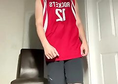 Workout Leads To Stripping & Soft Dick Getting Hard Until Huge Cumshot