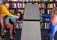 Milf teacher banged doggystyle by young man in the library