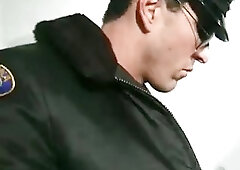 Group of randy uniformed studs sucking