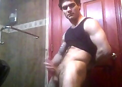 Latino Muscular Hunk Jerks Off45