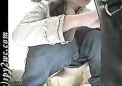 Have A Fun watching real life angel squatting and taking a pee in this restroom not knowing there is a spycam filming 'em.