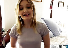 Adorable teen Lanna Carter won't let her landlord evict her because of his religious belief. She actually showed the mother fucker how good it is