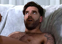 Choco-tanned brunette takes the stepdad's cock hard