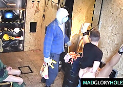 Buxom mommy GangBanged in Glory Hole