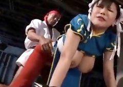 Busty Asian slut in stockings fulfills her hardcore fantasy