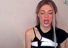 skinny latina tattooed transgirl with sexy feet legs wanks hard until she cums on cam