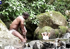 Lascivious colombian mother i'd like to fuck shows me her large boobs outdoors and we bang inside the river