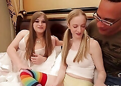 Cute girl gets pounded by a shemale and horny hunk