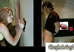 Babe gives handjob to straight guy