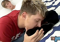 Kinky twink gives an erotic footjob and a wet rimjob