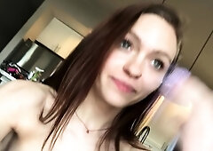 Very hot busty brunette solo masturbation on webcam