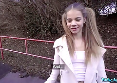 Cute Teen 18+ Sabrina Spice Takes My Money For Blowjob In The Forest