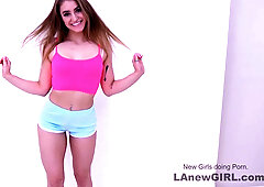 Sexy brunette with gym worked butt gets ravaged at audition