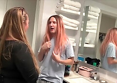 Roommate transforms me into a submissive beauty for discipline