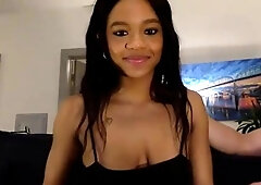 Hot ebony slut get creampie after hard doggy pounding