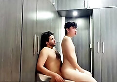 Cum kiss, gay cum inside, big bubble butt