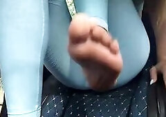 Blonde Amateur Teases Herself with Pink Toy in Car