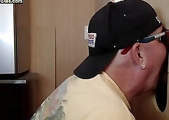 Gloryhole gaydaddy deepthroating cock in amateur closeup