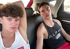 Amateur jerk off, sucking friend, twink handjob