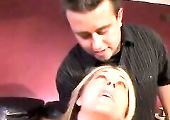 Hot girl is punished to get a lot of creampies. She is fucked by 18 guys and all 18 (!) guys come inside her bold pussy.