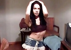 Erotic ladyboy gets naked on bed and catches facial cumshot