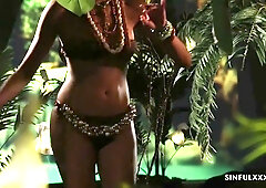 Dark-skinned MILF explores primal passion in the jungle with her partner