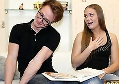 It all starts with this cute coed asking a random guy for directions to the library. She ends up at his place cuz he promises to lend her the book she