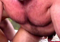 Rafael thrusts his bareback cock inside Beau's hole