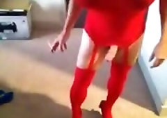 Big tits smoking crossdresser