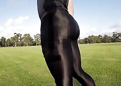 Public Whore Bare In Garter Strap & Opaque Sheer Leggings