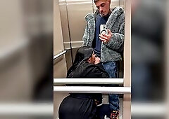 Hawt sex with a Latin babe with large bazookas and a large booty in the elevator