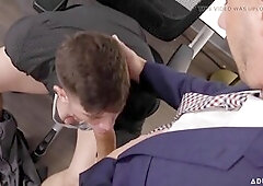 Perverted boss Jordan Starr gets caught jerking off at work by Trevor Brooks