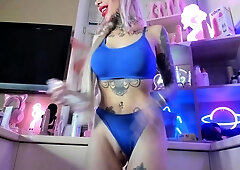 Stacked brunette goes solo toys and masturbation