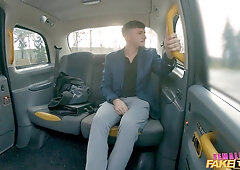 Female Fake Taxi - Fucking The Bank Trader - Brunette in Stockings Billie Star