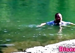 Bi hunk gets mouth jizzed