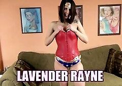 Breasty mother I'd like to fuck Lavender Rayne is clothed as the hawt Wonder Babe and takes off her pants to make herself cum with a recent purpl
