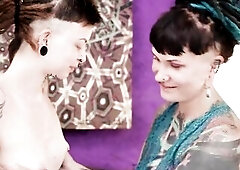 Cutz debuts on camera with Illuz, alt lesbos pleasuring every other with hands, throats, toys, anal play and fingering to climax.