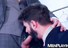 Suited Dani Robles tests new model D Dan with intense anal