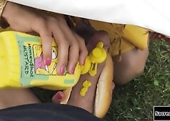 Breasty latin chick trans Foxxy flirts with her bfs stepson and that guy rims her.The large breasts transsexual gives him a footjob and then the tatto