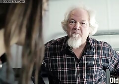 Grandad screws a charming snatch and gives her blowjob creampie teenager hardcore oral job grand-dad teen vagina fellatio creampie deepthroat vagina s