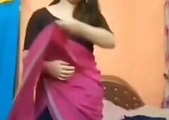 Gouthami reddy manthena removing saree & blouse showing Nude sexy boobs in bedroom