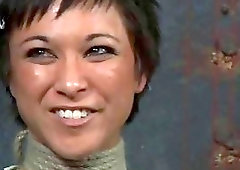 Chick gets pretty happy for getting roped and humiliated BDSM