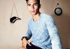 Solo amateur latin twink licks up his own cum