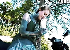 i bang my anal opening with a sex toy untill i squirt all over my scooter. i love mastrubating in the nature and in public.