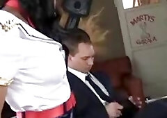 Busty ebony stewardess gets her big tranny butt deeply plowed