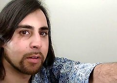 Bi-curious guy with a belly showing off on cam