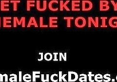 Gorgeous shemale bends a guy over and rails him bareback