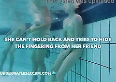 Insane gal masturbates in a public pool and tries to hide but I filmed her